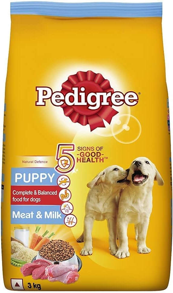 Pedigree Puppy Dry Dog Food, Meat & Milk (20KG, Brown)
