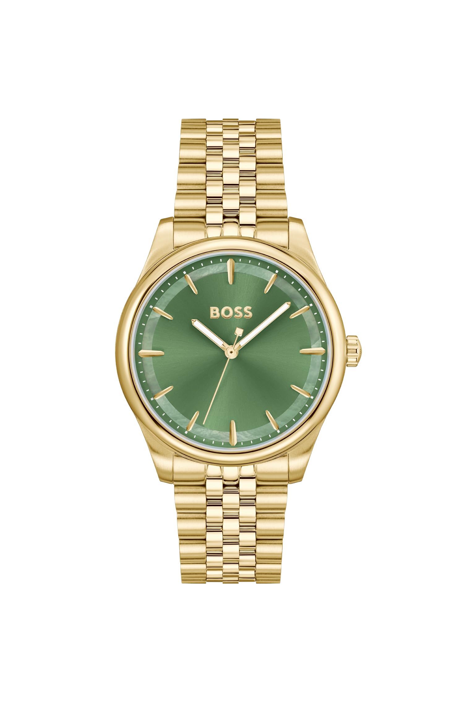 BOSS Three Hand Quartz Movement Watch for Women Graceful Collection with Gold Colored Stainless Steel Bracelet - 1502780
