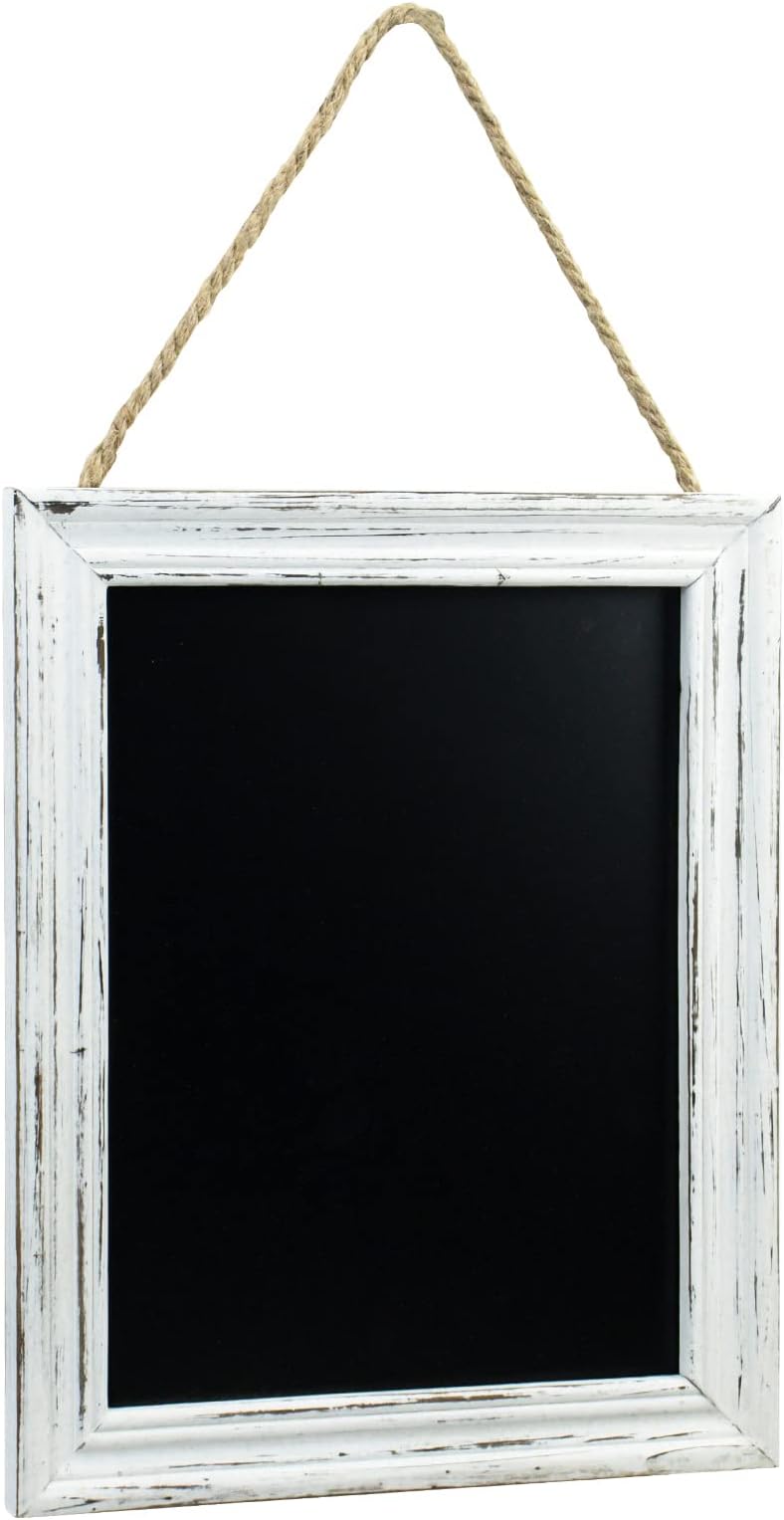 SANY DAYO HOME Rustic Wall Hanging Magnetic Chalkboard Signs 14 x 11 inches Distressed Wood Framed Display Board for Kitchen, Wedding Party, Pantry, Office, Classroom (White)