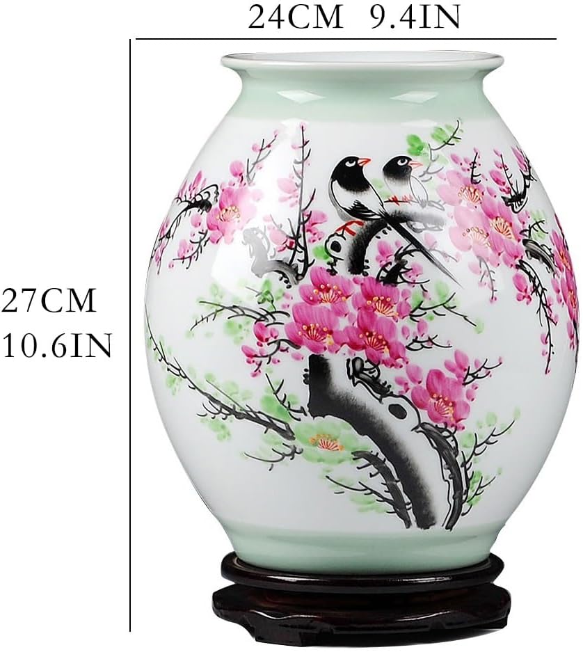 Vase Modern Chinese Ceramics Ornament Hand-Painted Happy Eyebrow Vase Ornament Home Living Room Flower Arrangement Decoration Suitable for Dining and Living Room Home decoratio