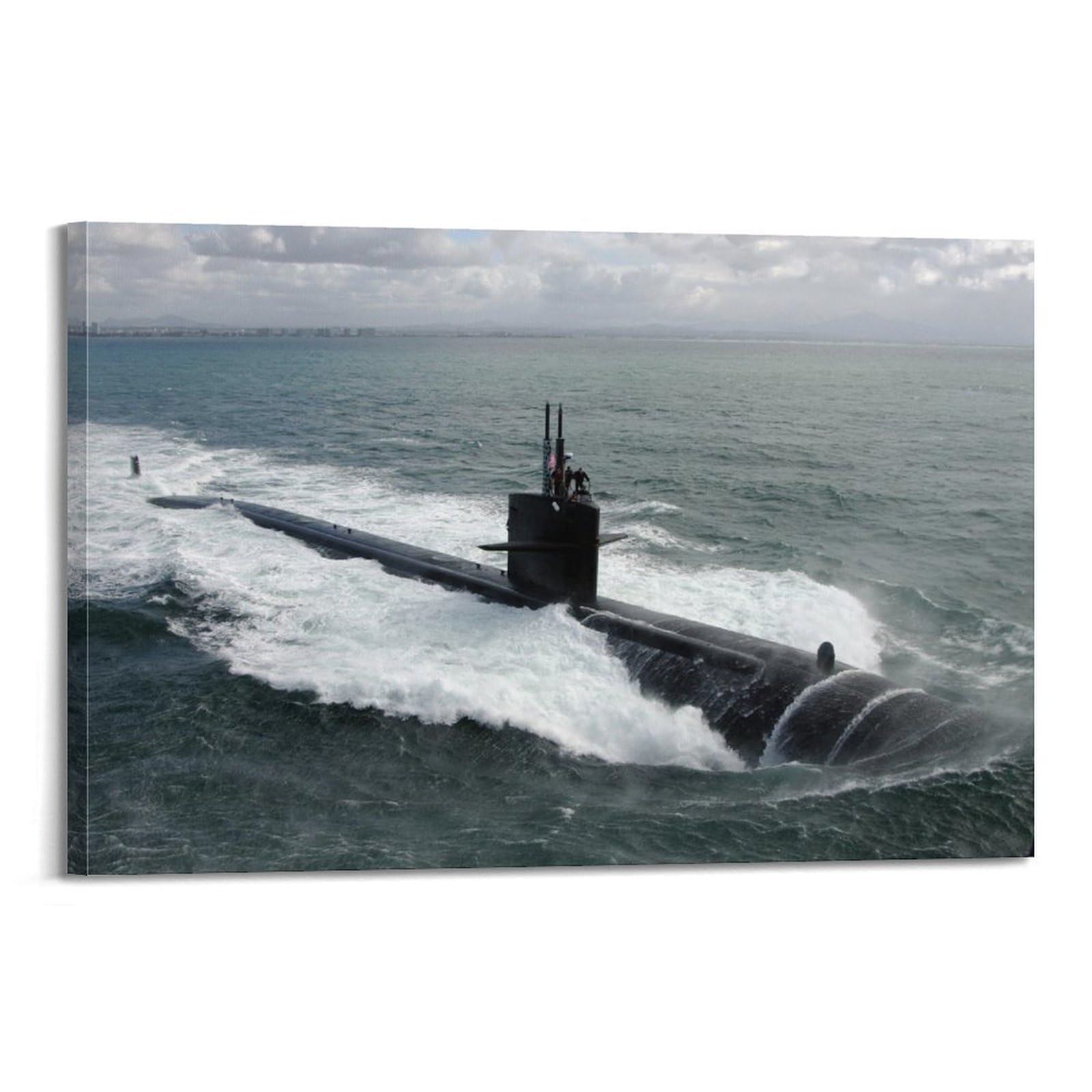 Cmhok Frame-Style United States Submarine Poster Uss Dallas (Ssn-700) Los Angeles-Class Nuclear Powered Fast Attack Submarine Decorative Painting Canvas Art Picture 12X18inch(30X45cm)