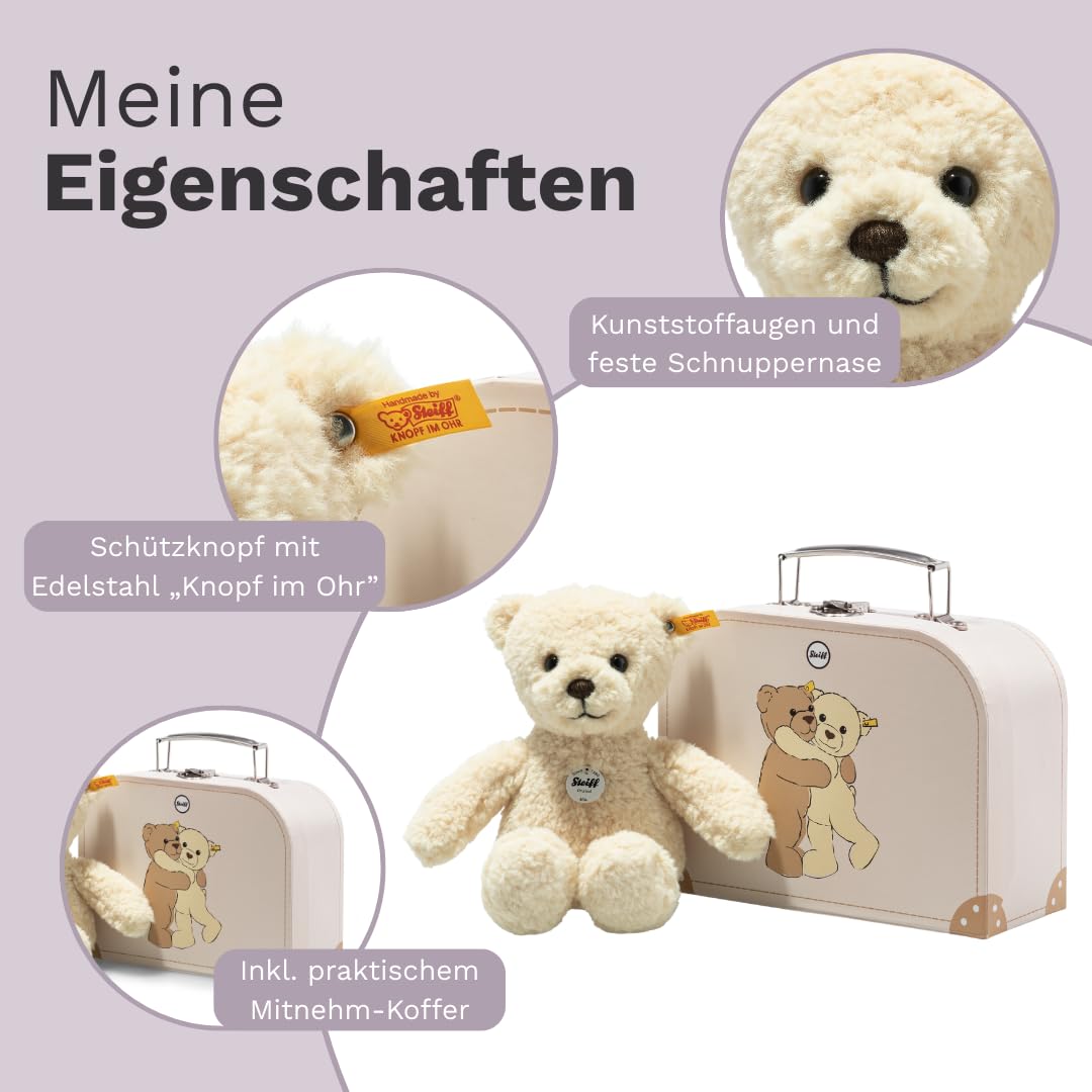 Steiff Kuscheltier Mila Teddybär im Koffer, Süßes Stofftier, Kinder, Jungen & Mädchen, Friends, Plüschtier 21 cm, Beige, 114038