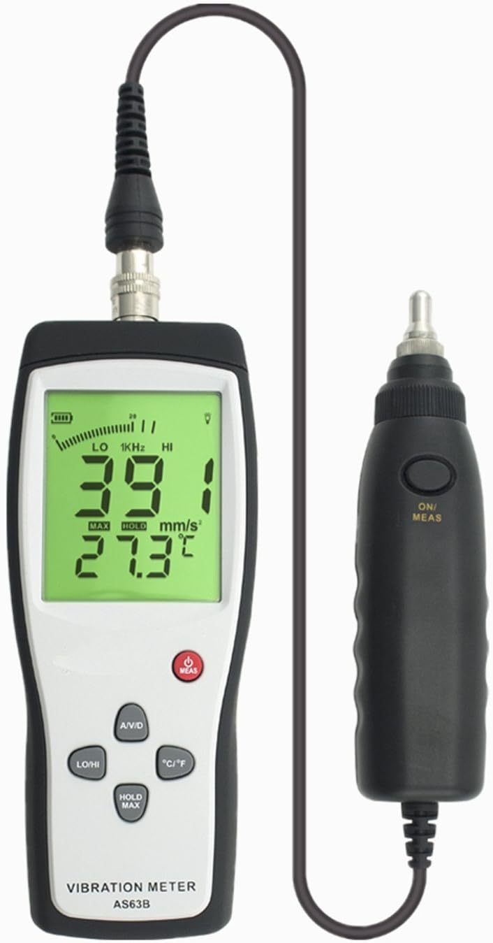 Vibration Meter and Data Logger，Measurement Range10HZ~1KHZ 0.1~199.9m/s Vibrometer Analyzer Acceleration S63