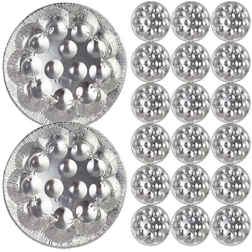 TOPBATHY Plateau à Escargots en Aluminium Lot de 20 Assiettes 12 Trous à Haute Température Cuisine Maison et Restaurant Pratique pour Service de Fruits de Mer et