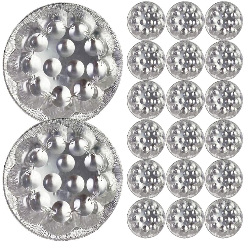 TOPBATHY Plateau à Escargots en Aluminium Lot de 20 Assiettes 12 Trous à Haute Température Cuisine Maison et Restaurant Pratique pour Service de Fruits de Mer et