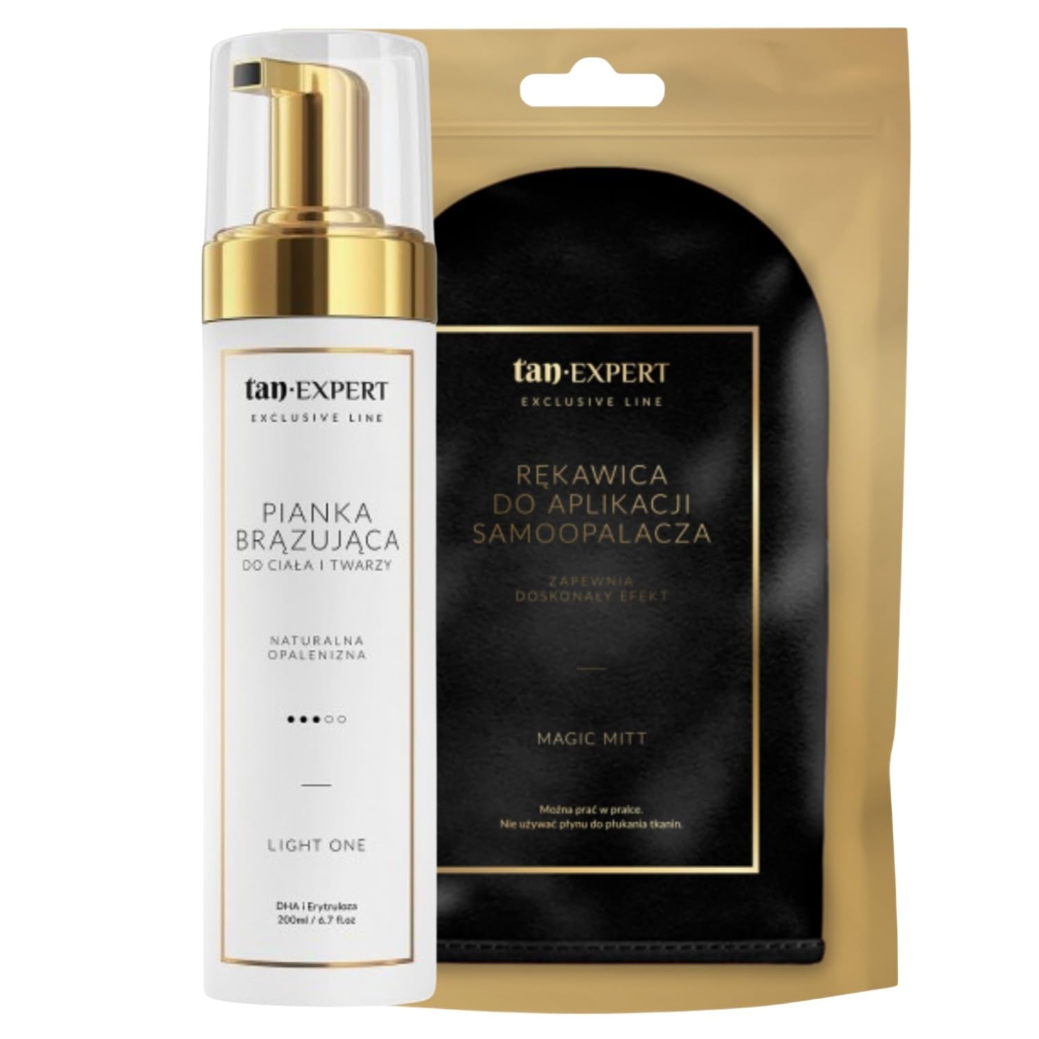 Light One samoopalacz Mousse 200 ml zestaw z rękawicą aplikacyjną Magic Mitt do twarzy i ciała
