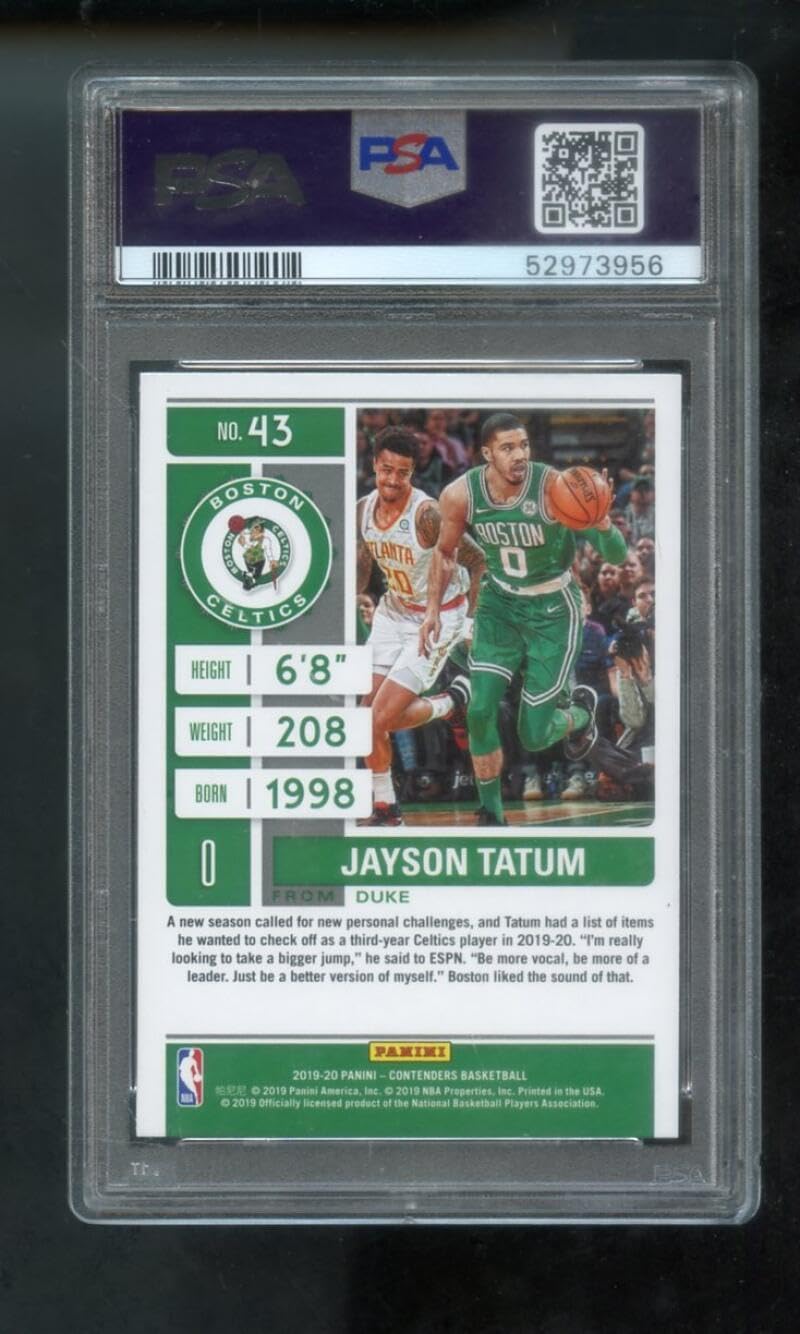 2019 Jayson Tatum Panini CONTENDERS #43 PSA 10 GEM MT Boston Celtics NBA Basketball Graded Card