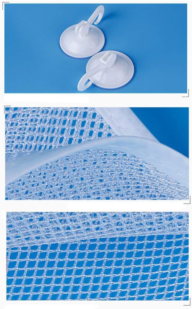 Sanpyl Folding Mesh Bath Toy Storage Bag with Suction Cup Hooks (White)