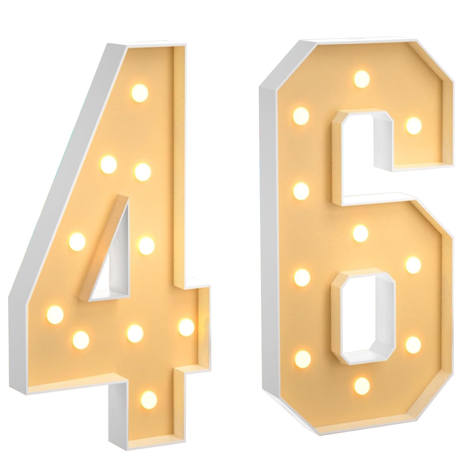 100 cm, grande numero 46, con numeri a LED grandi, decorazione a mosaico, luce bianca calda, per casa, feste, compleanni, matrimoni, compleanni e Natale