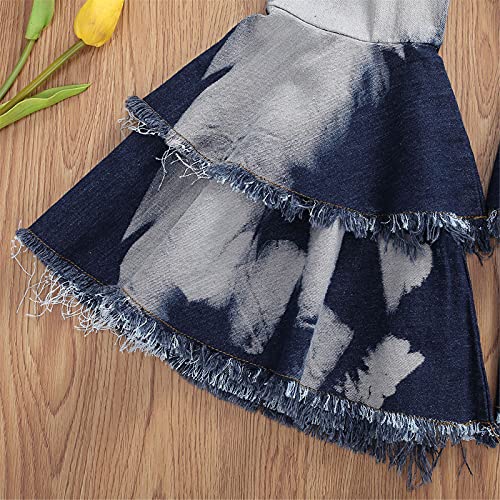 Yiqinyuan Children Girls Ripped Jeans Kids Long Ruffle Flared Trousers Casual Baby Child Fashion Vintage Denim Pants4