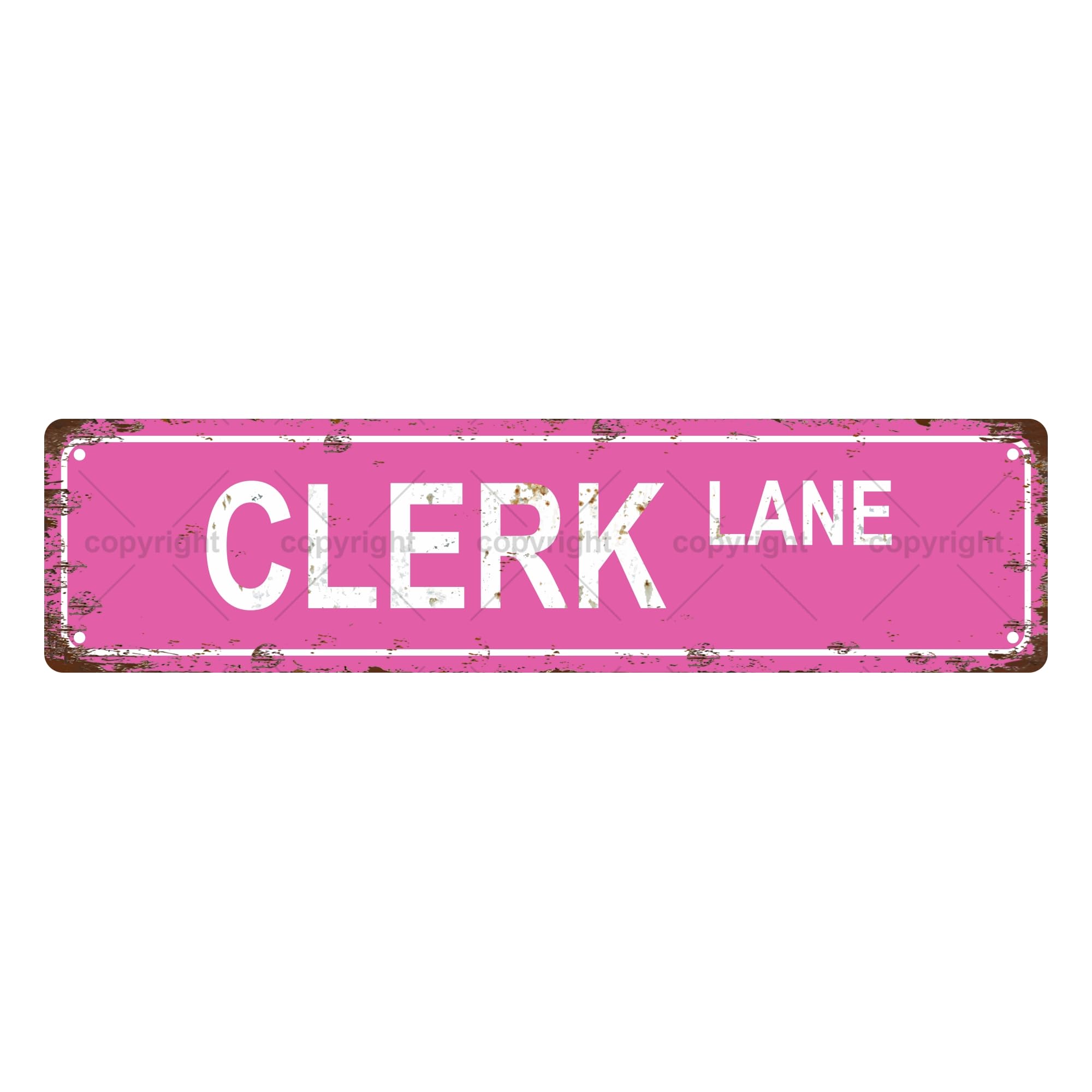 Clerk Lane Occupation Metal Tin Street Sign Bar Cafe Garage Cave Home Room Wall Bathroom Farmhouse Garden Porch Patio Decor,4x16 Inch
