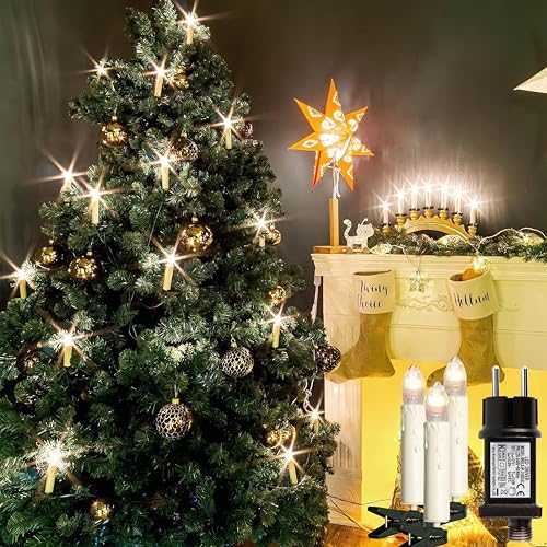 LED Christbaumkerzen mit Kabel 18 Lichterkette Kerzen Weihnachtsbaum, 30 LED Weihnachtsbaum...