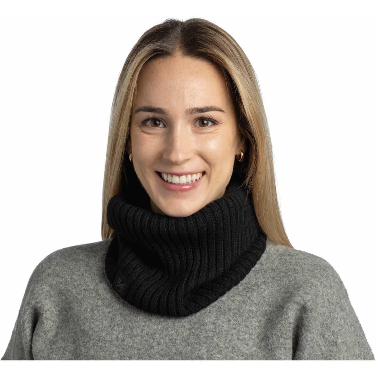Buff| Braga de cuello Knitted Frio Extremo, Practico, Versatil, Moda, Aislamiento termico, Comodo Hombre Mujer Talla única Negro