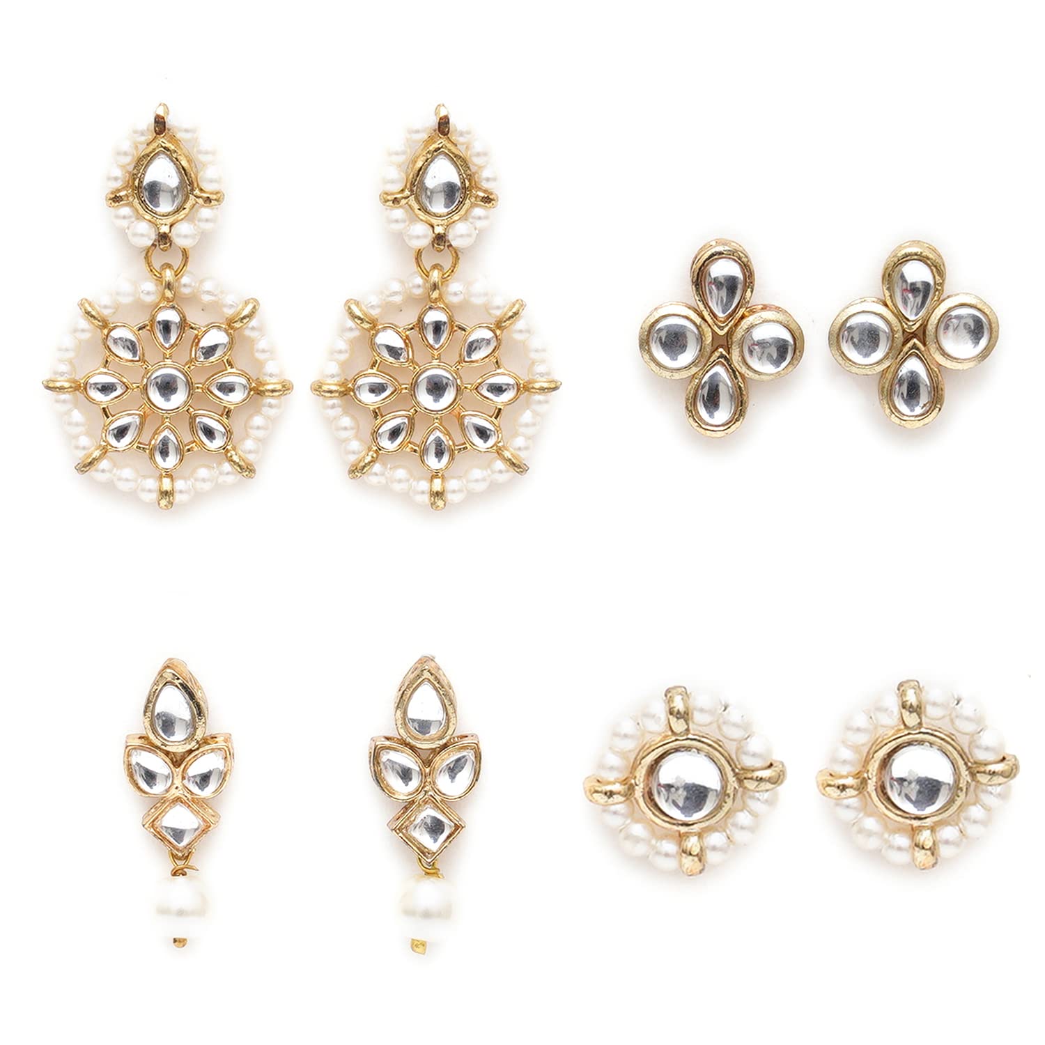 Karatcart Set of 4 Handcrafted Kundan Earrings Combo for Women (33010324) (B0BFRSYT82) Amazon Price History, Amazon Price Tracker