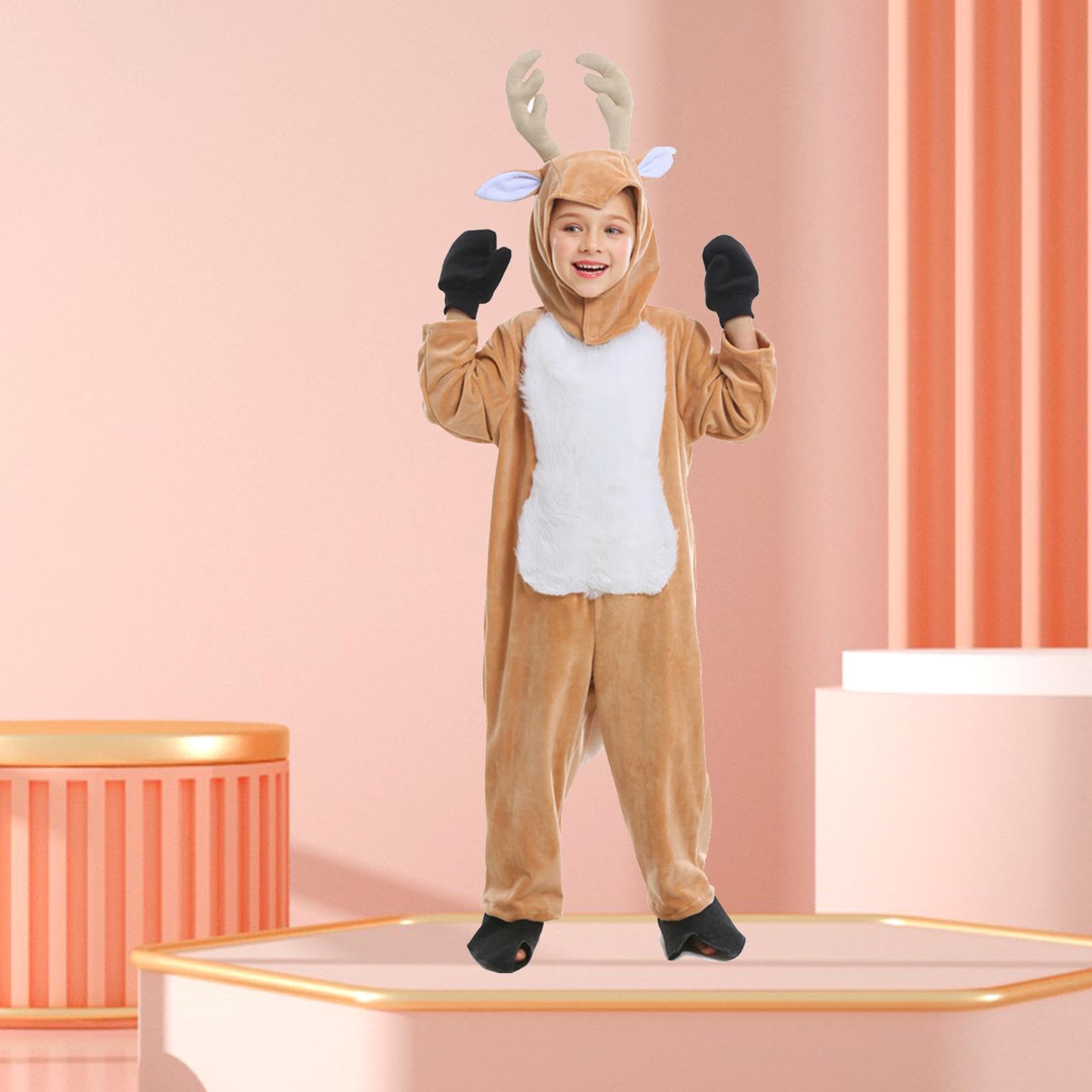 Qianly 2x Costume Natalizio Costume Da Tuta per Bambini E Adulti Set di Vestiti Costume Da Alce Natalizio per Festival di Carnevale