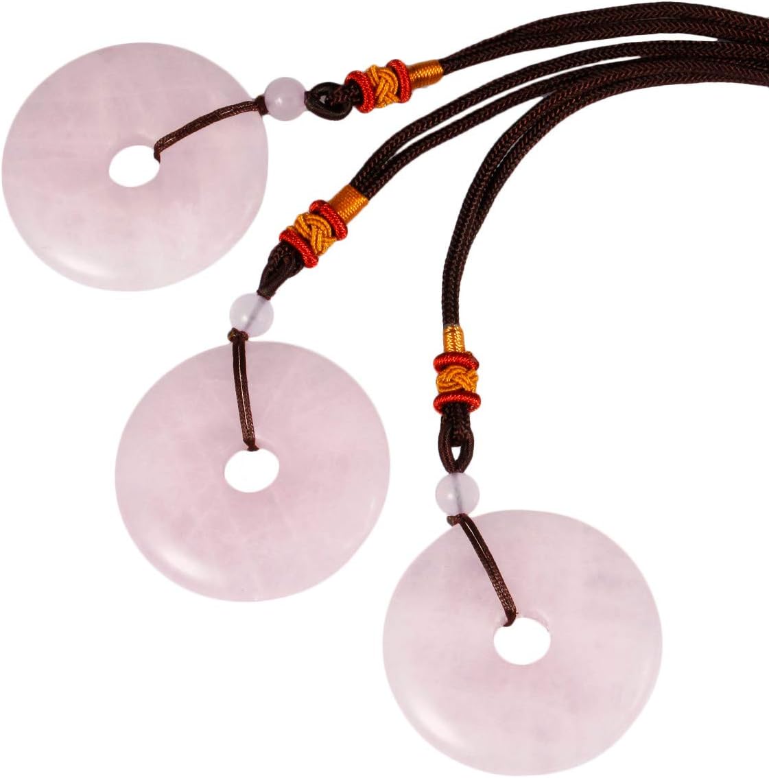 TUMBEELLUWA Healing Stone Pendant Crystal Necklace Chakra Quartz Cord Donut Shape Lucky Amulet Handmade Jewelry for Women Men - Image 4