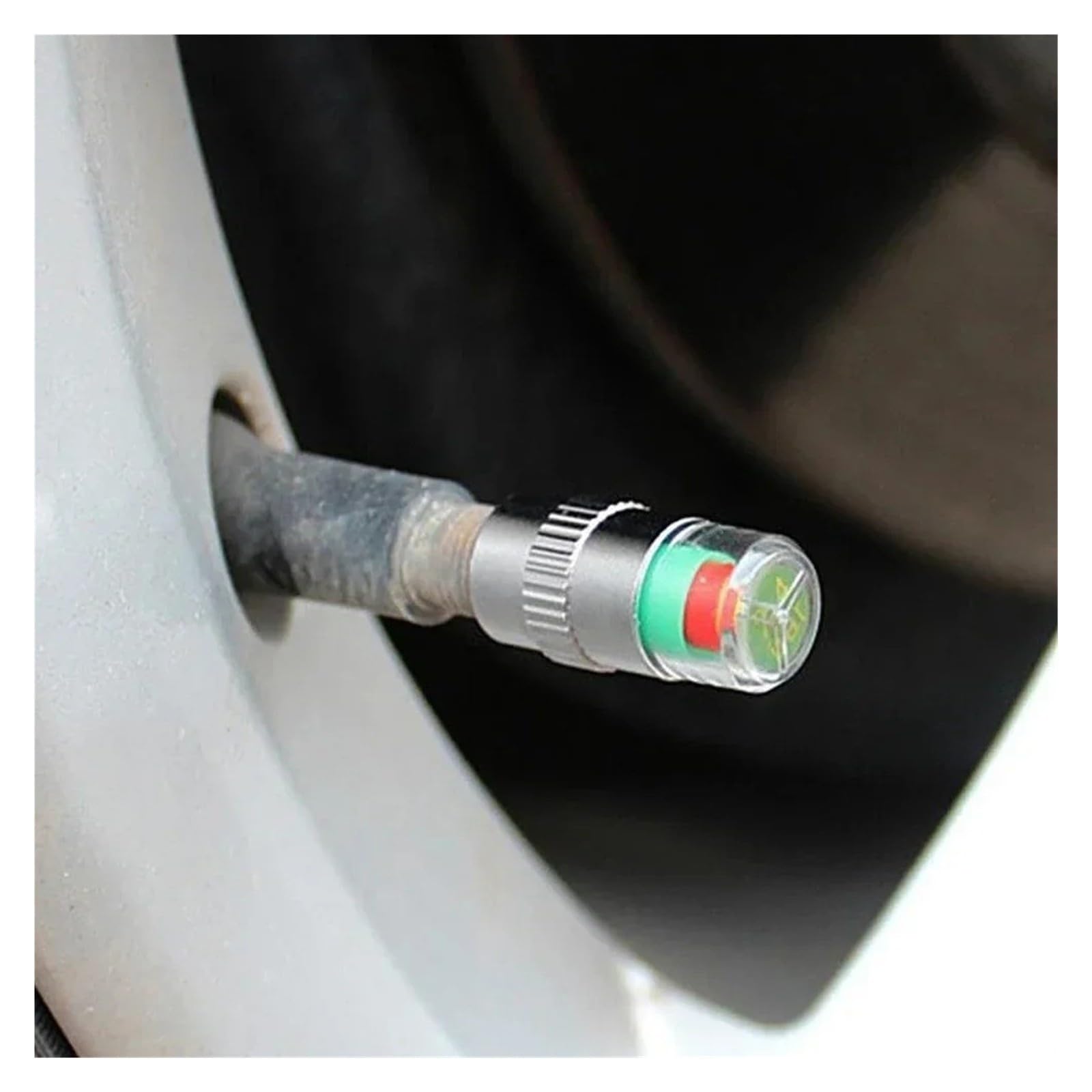 4PCS Tire Pressure Gauge Valve Caps 3-Color Alert Sensor