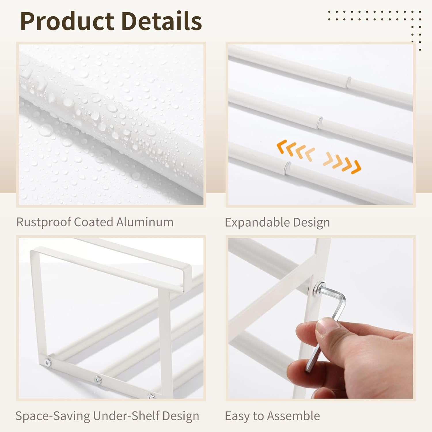 Adjustable Retractable Under Shelf Shoe Rack, Expandable Hanging Storage Organizer, No Drill, Cupboard & Pantry Solution