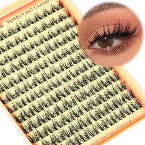 Image of Manga Lash Clusters Wispy Natural Cluster Eyelash Extensions with Widespan Design Anime Eyelash Clusters (11-13mm Mixed)