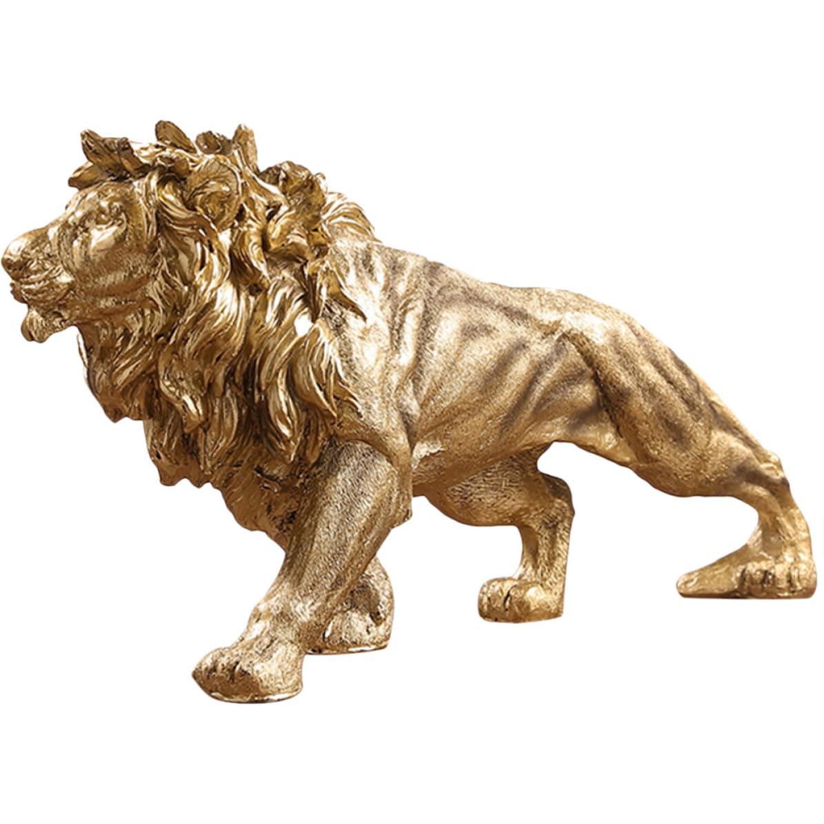 Statue lionceau vintage or en résine décoration de table stable salon et bureau