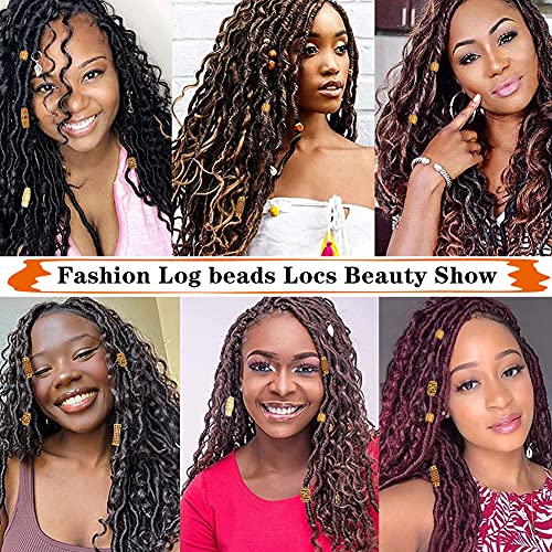 Naiska 18Pcs Hair Tube Beads Wooden Color Hair Beads Beard Beads Dreadlocks Beads Diy Hair Braid Accessories Hair Cuffs Clips Rings Hair Jewelry For Men And Women Braids Dreadlocks Accessories #TOP6