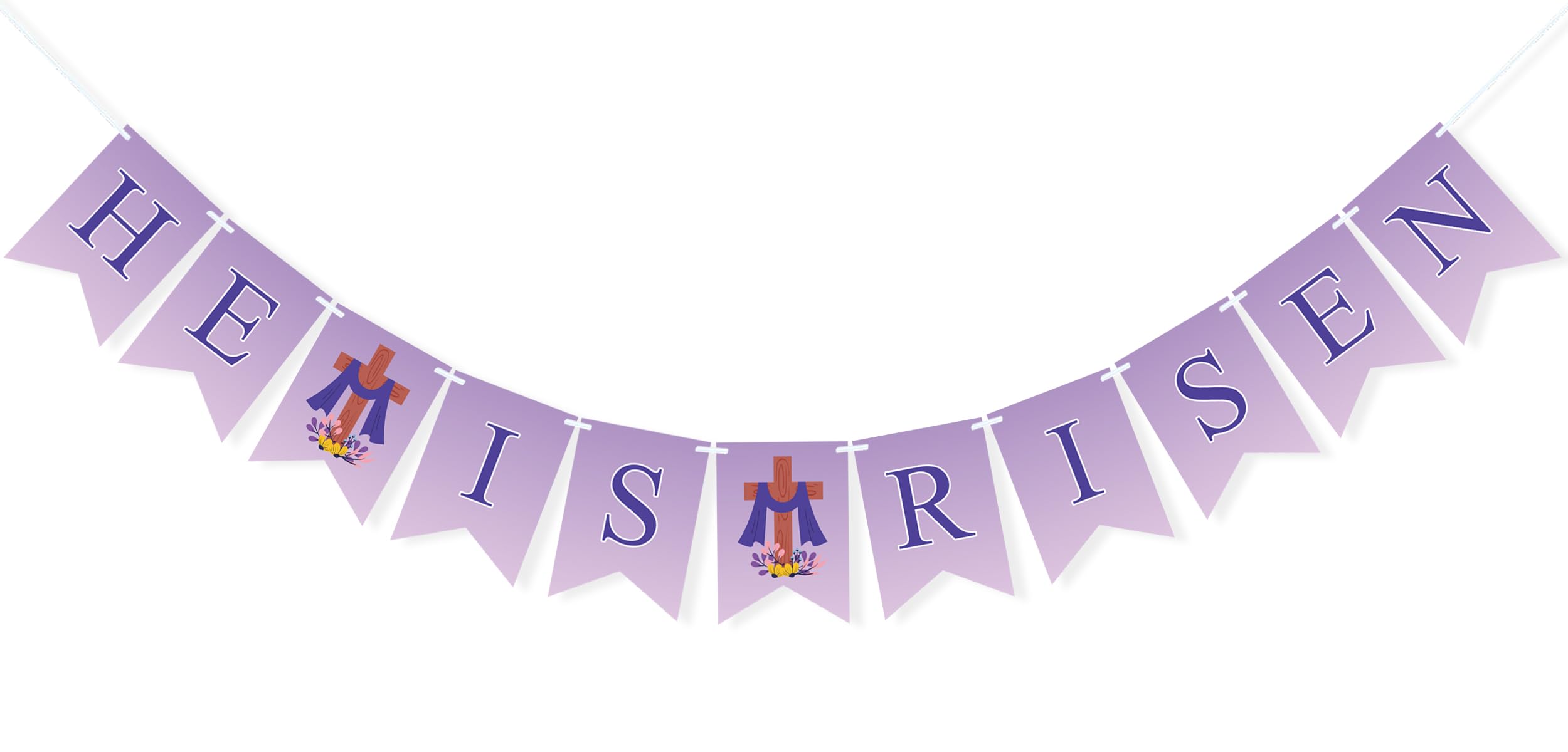 FAKTEEN He is Risen Banner Happy Easter Decorations for Mantle Fireplace Church Religious Photo Backdrop Jesus Cross Bunting Spring Easter Home