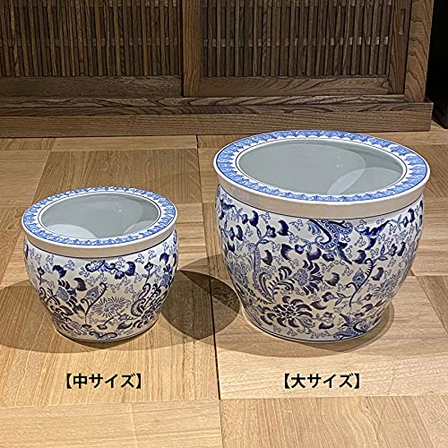 水鉢 特大 ひまわり白 13号 睡蓮鉢 火鉢 水連鉢 和モダン ビオトープ