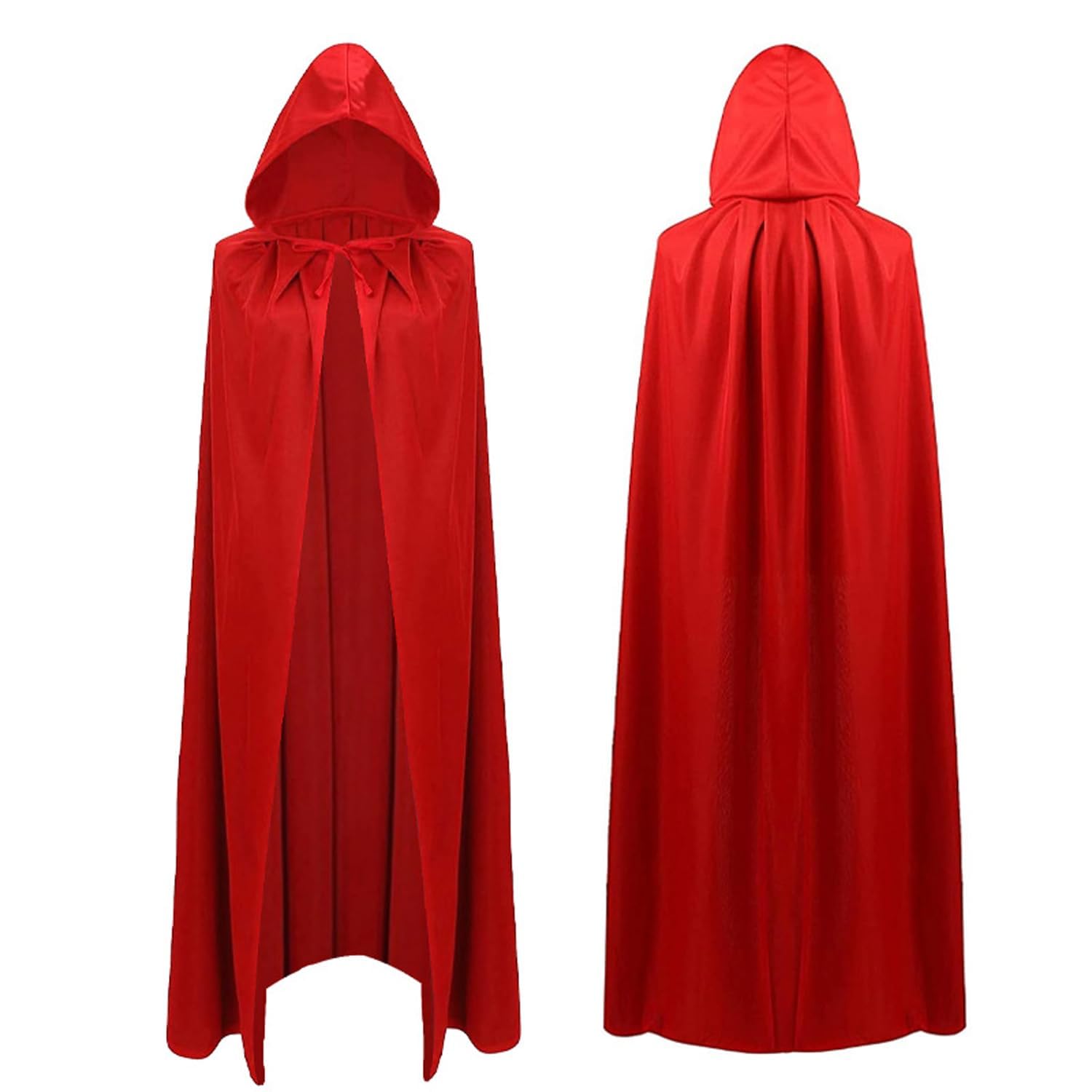 Red Cape With Hood 140 CM,Halloween Red Riding Hood Long Cape with Satin