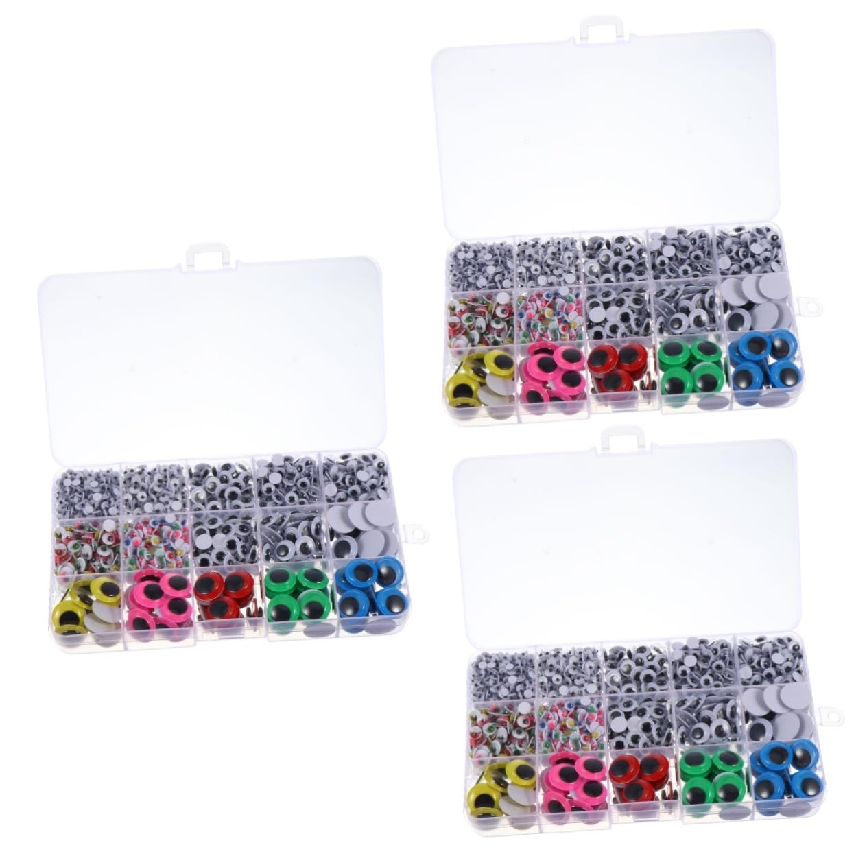 OSALADI 3 Set Occhi Giocattolo di Plastica Occhio Appiccicoso Forniture Adesivo Artigianato Googly Decorazione di Scrapbooking Occhi della Bambola 1500 Pezzi*3