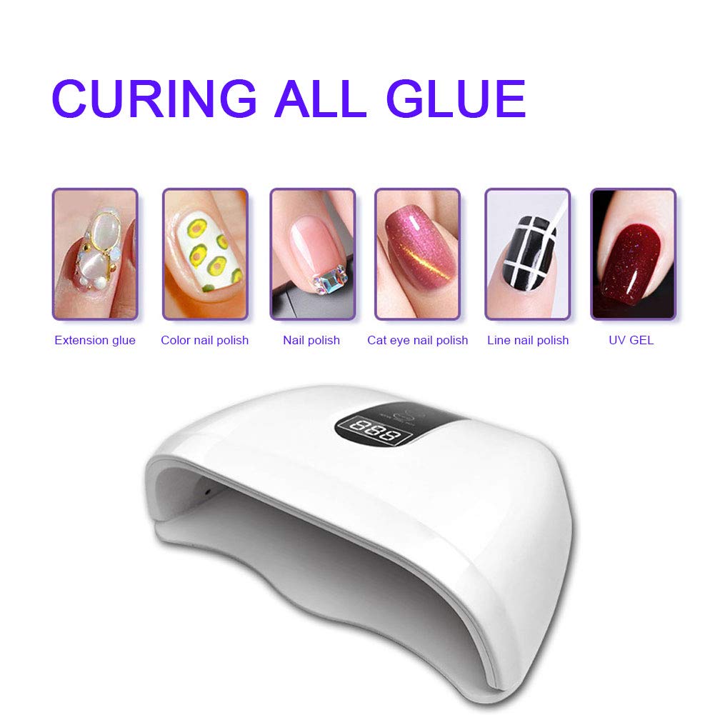 Lámpara de uñas LED UV, 96W Profesional Secador de uñas Gel Esmalte de uñas Máquina de curado Manicura Nail Art Lámpara de luz para dos manos, 4 temporizadores(yo)