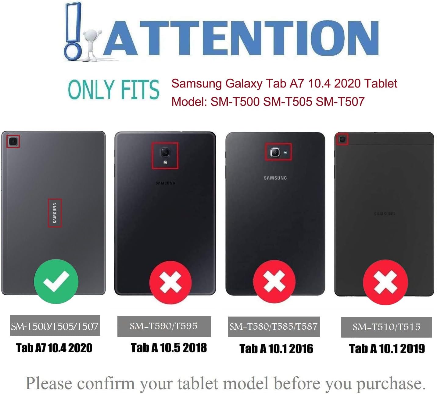 Case with Keyboard for Samsung Galaxy Tab A7 10.4-Inch 2020 (SM-T500/T505/T507), 7 Color Rainbow Backlight Detachable Bluetooth Keyboard Cover for Tablet A7 (A7 10.4 2020)