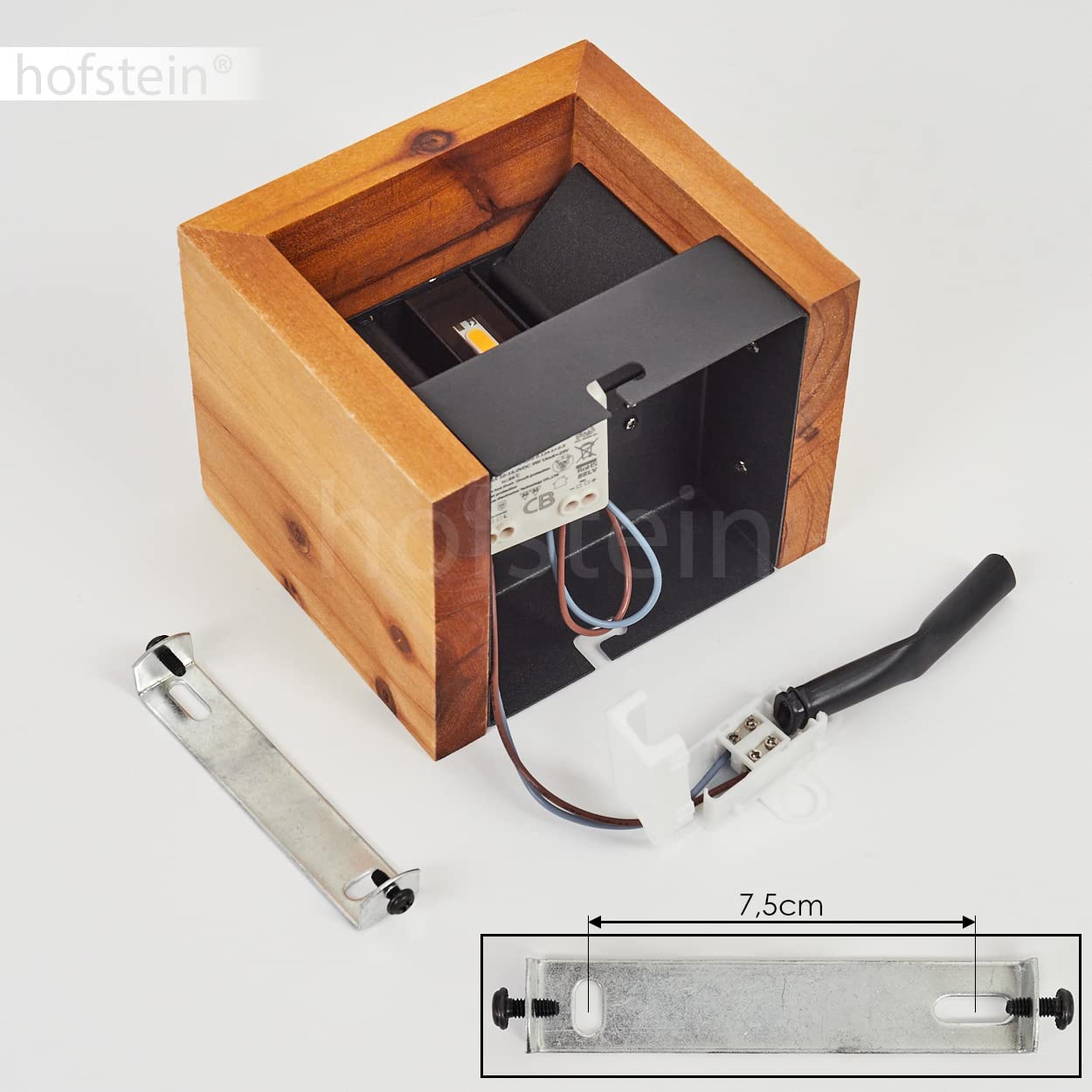 LED Wandleuchte Marmorera, Wandlampe aus Holz/Metall in Natur/Schwarz, moderne Leselampe im skandinavischen Design mit Up & Down Lichteffekt, 1-flammig, 1 x LED 8 Watt, 800 Lumen, 3000 Kelvin