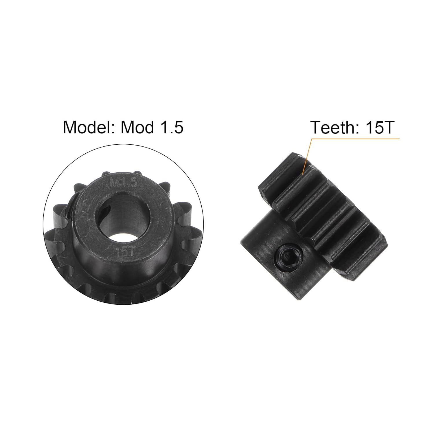 uxcell Mod 1.5 Pinion Gear Set 8mm Shaft 15T 16T Motor Gears Hardened Steel Pinion Gear for RC Car (2pcs)
