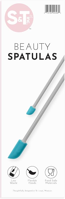 Kit de espátulas de silicone para cosméticos S&T INC., grande e mini, cinza/verde-azulado, conjunto com 2