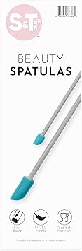 S&T INC. Makeup Spatula, Large and Mini Silicone Spatula Set for Cosmetics, Shampoo, Hair Care, and Skin Care Products, 2 Piece Set, Grey/Teal