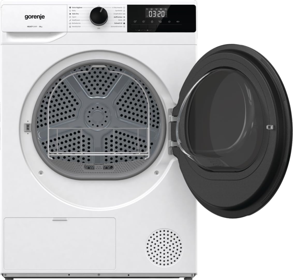 Gorenje DHNA92/DE 9kg Wärmepumpentrockner, 59,5 cm breit, 15 Programme, Knitterschutz, LED Display, Kindersicherung, Feuchtesensor, weiß