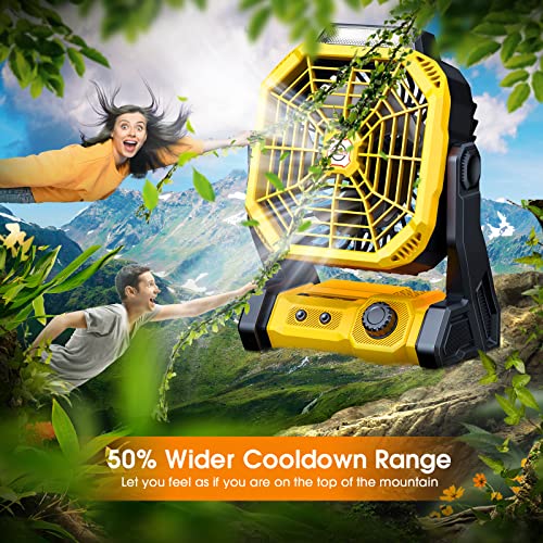 Camping Fan With Led Lantern, 20000Mah 9-Inch Rechargeable Battery Operated Portable Tent Fan With Dual Motor, Quiet And Strong Wind, Hang Hook, Perfect Outdoor Usb Fan For Picnic, Barbecue, Fishing #TOP3