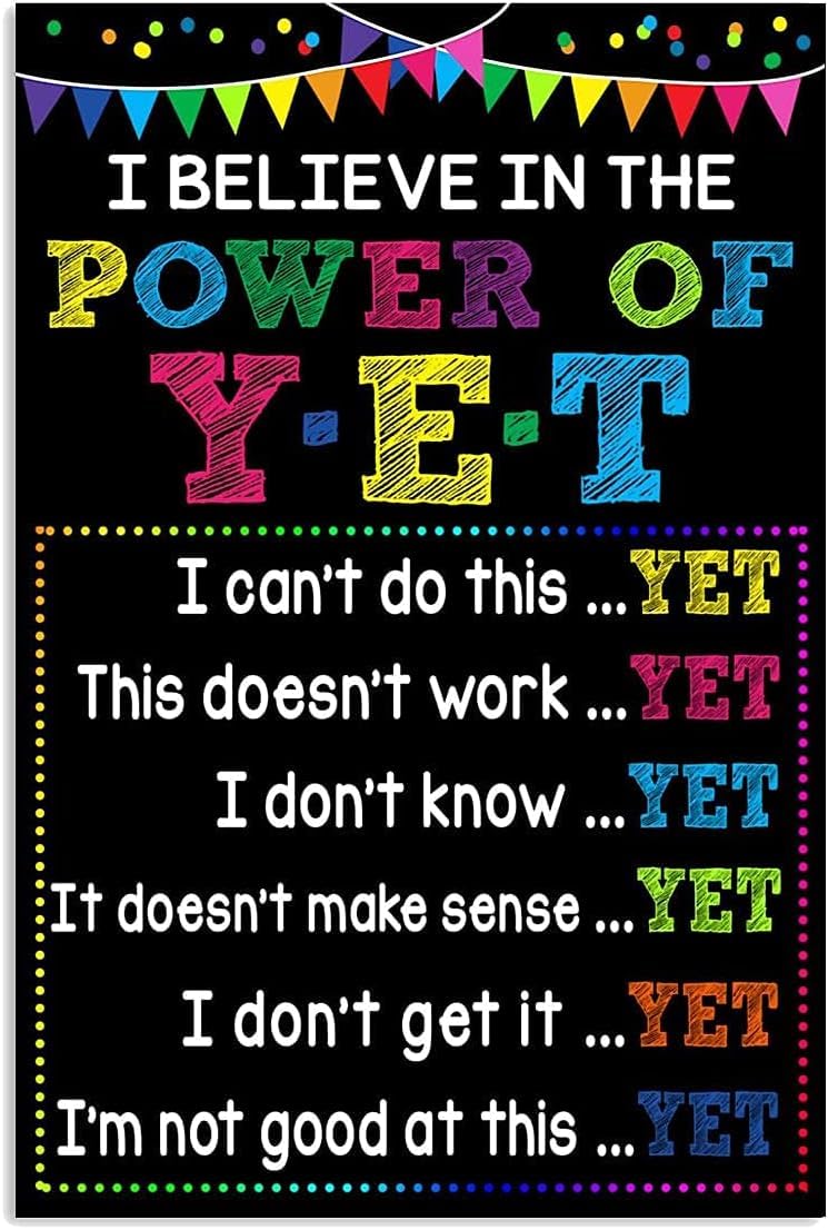 Kwqdozf As Pic I Believe In The Power Of Yet I Can't Do This Poster Wall Art Classroom Dec