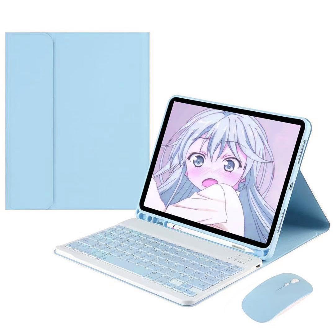 Keyboard Case Mouse for Galaxy Tab S9 Plus / S9 FE+ / S8 Plus / S7 Plus / S7 FE 12.4 inch, Detachable Cute Color Keyboard Case Support S Pen Charging，Sky Blue