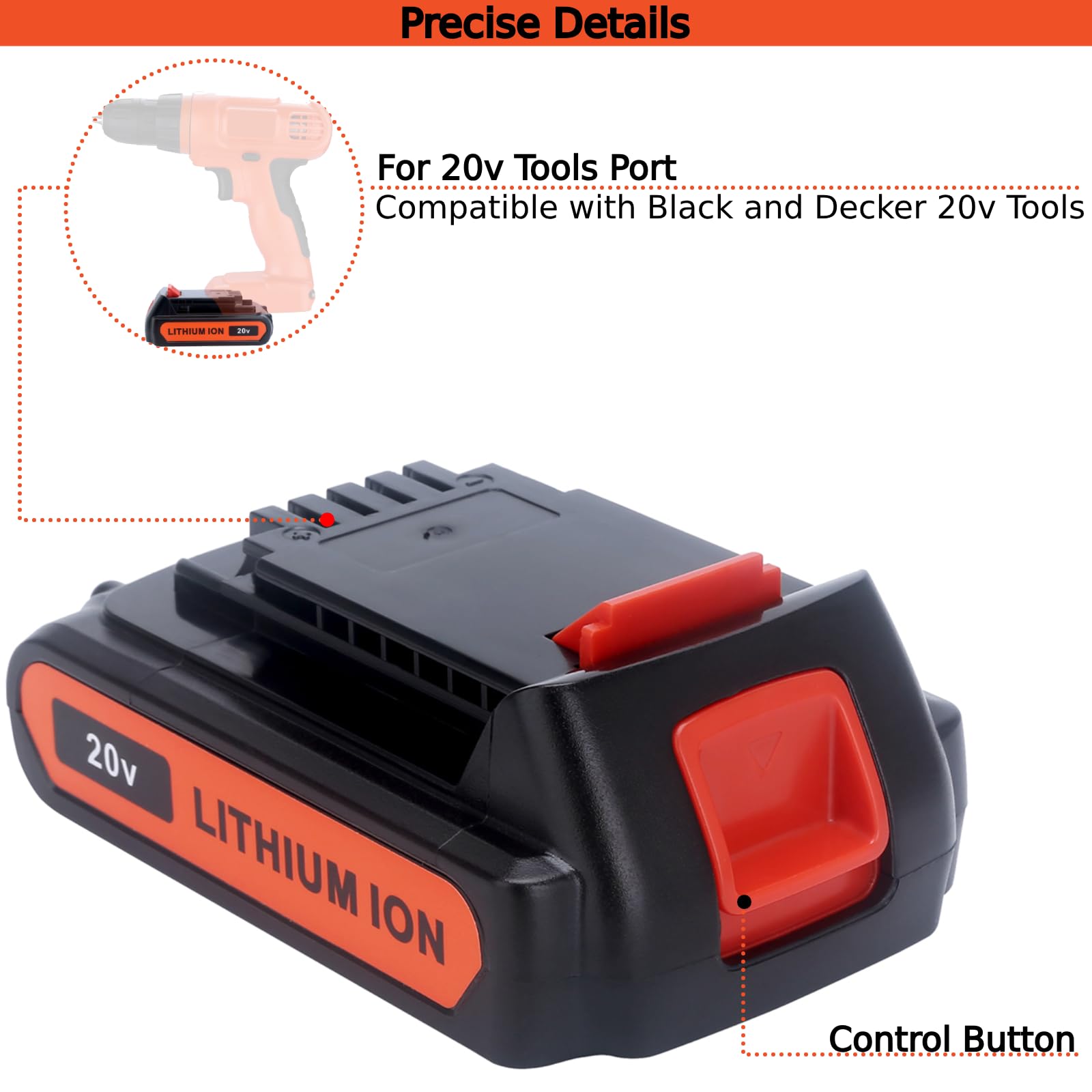 Tulepowceeng Paquete de 2 baterías de repuesto de litio de 20 V y 4.0 Ah compatibles con herramientas eléctricas inalámbricas Black and Decker de 20 V, repuesto para batería de 20 V LBXR20 LBX20