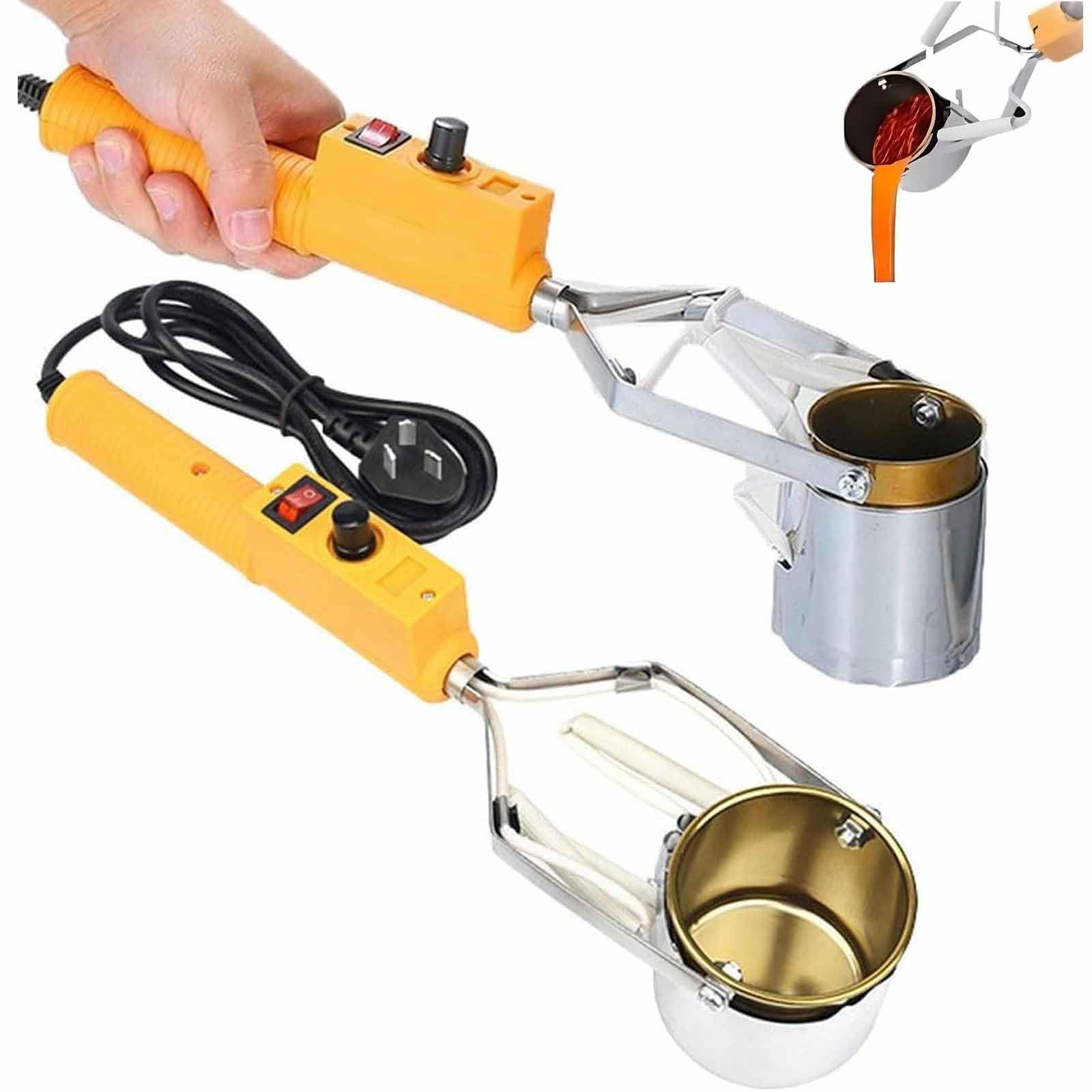 Crisol eléctrico para moldes de plomos de pesca y jornadas de fundición en el taller casero