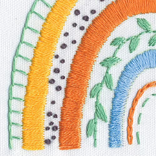 Image of Dimensions 72-76917 Mod Rainbow Embroidery Needlepoint Kit for Beginners, 6 inch D, Multicolor, 5pcs