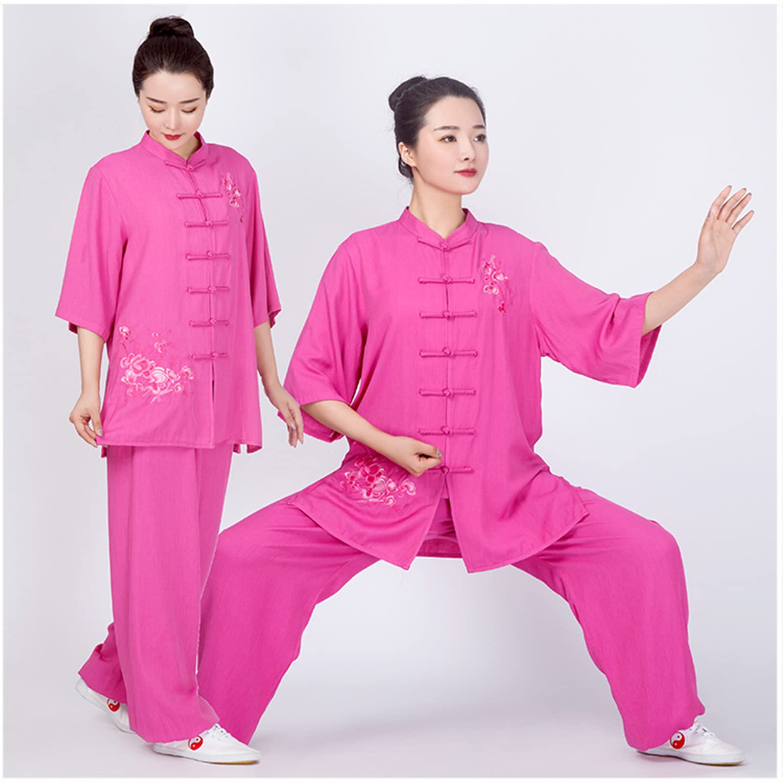 Odzież Tai Chi Mężczyźni Kobiety Bliski Rękaw Klamra Disc Haft Chińska Tradycja Tai Chi Jednolite Miękkie Luźne Odzież Kungfu Odzież Treningowa Grupa Odzież Wydajność,006,XXL