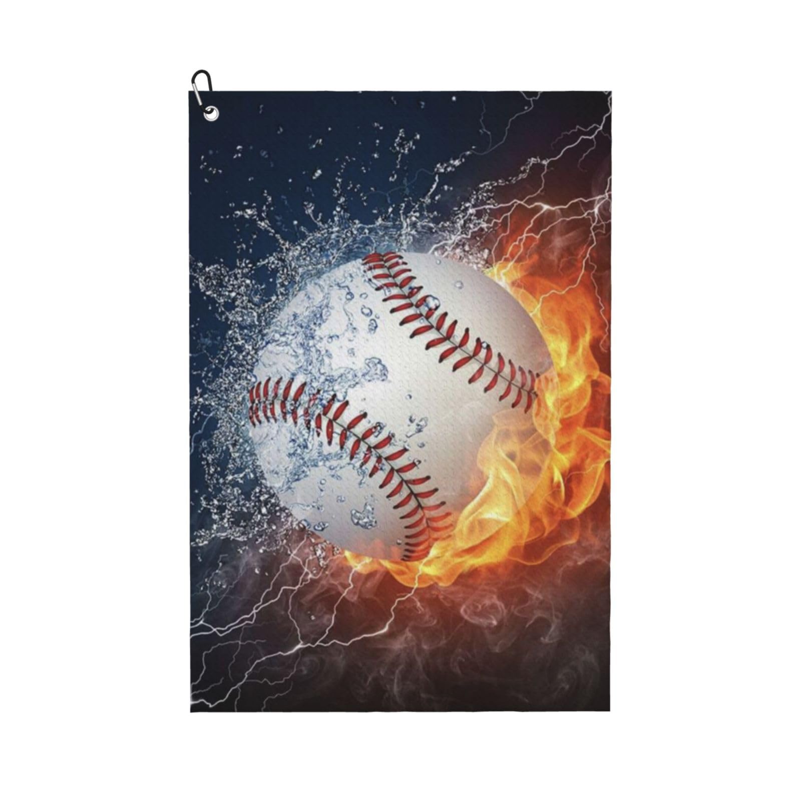 Hnnkloy A Picture Of A Baseball In Water And Fire, 16x24 in Portable Waffle Golf Towels with Carabiner Clip for Golf Bag