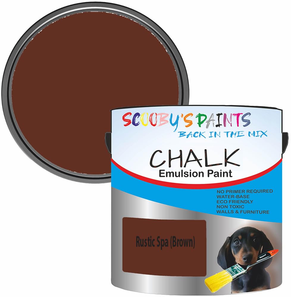 Scooby's Paints Chalk Emulsion Paint, Water-Based, No Primer Required, 250ml, For Walls and Furniture (Rustic Spa (Brown)) — image 1