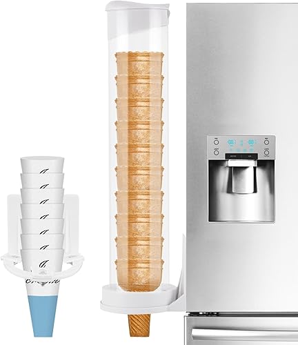 Soporte dispensador de cono de helado para montaje en pared, organizador de cono con soporte de papel para cono, montaje en máquina de helados, 16