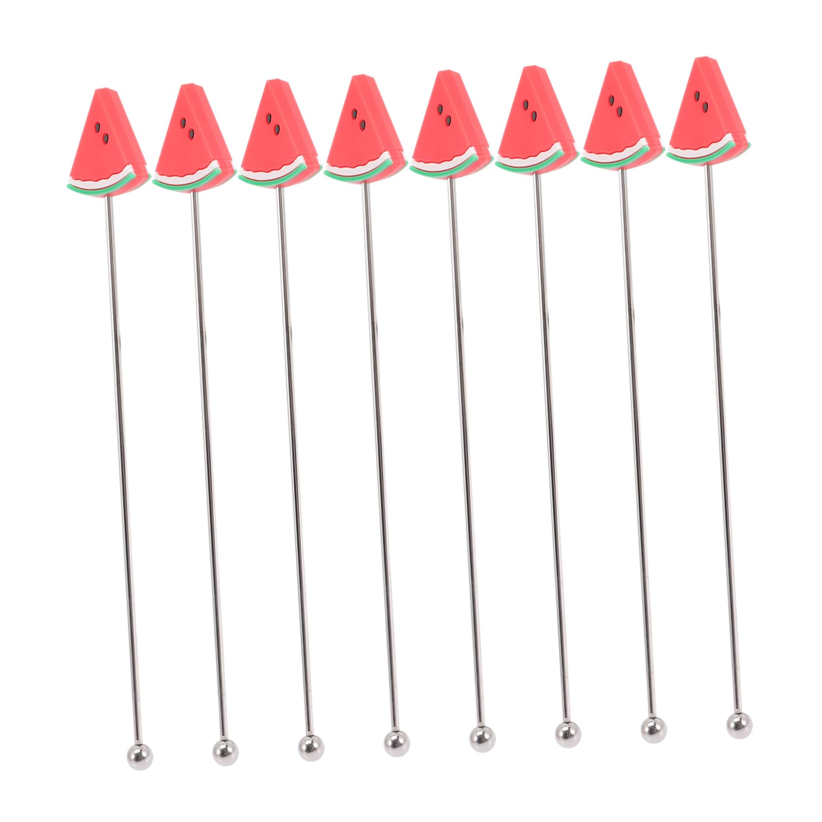 Cabilock 8Pcs Watermelon Shaped Stainless Steel Drink Stirring Sticks Bar Stirring Bar for Cocktails Beverages Parties Unique Fruit Design for Fun Afternoon Tea