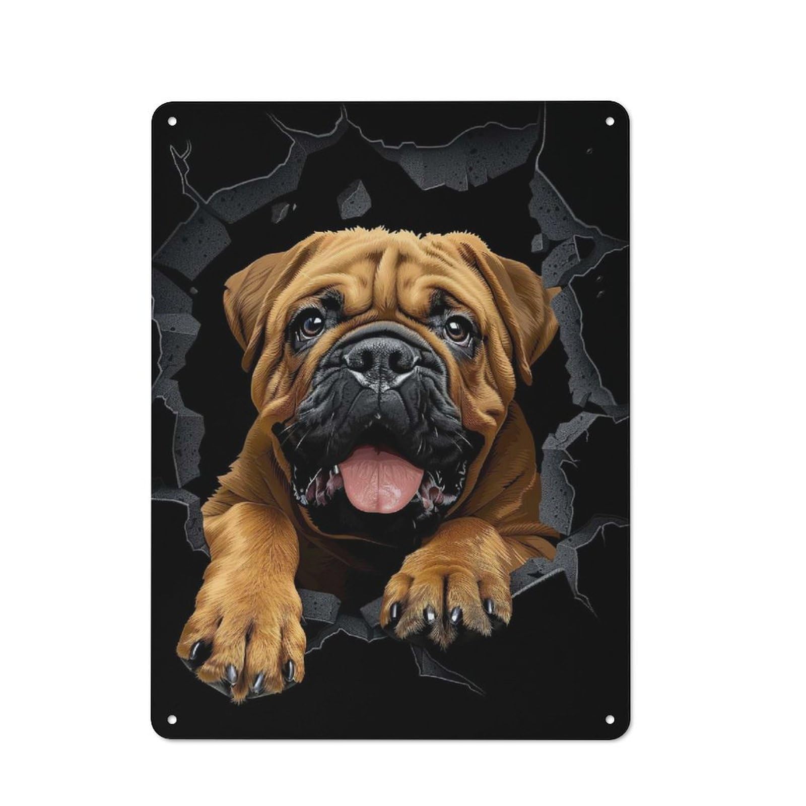 Junmoney Style-2 Tin Wall Plaque 40X30cm With Bullmastiff(2) For Guest Room Or Hallway, A Decorative Christmas Gift For Home Decor Collectors