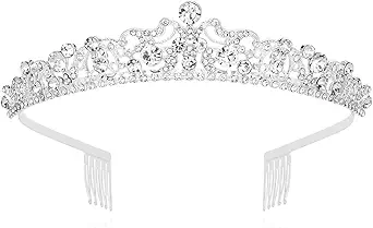CAVETEE Princess Headband for Women, Princess Crown Quinceanera Headpieces Birthday Decoration for Wedding Birthday Party