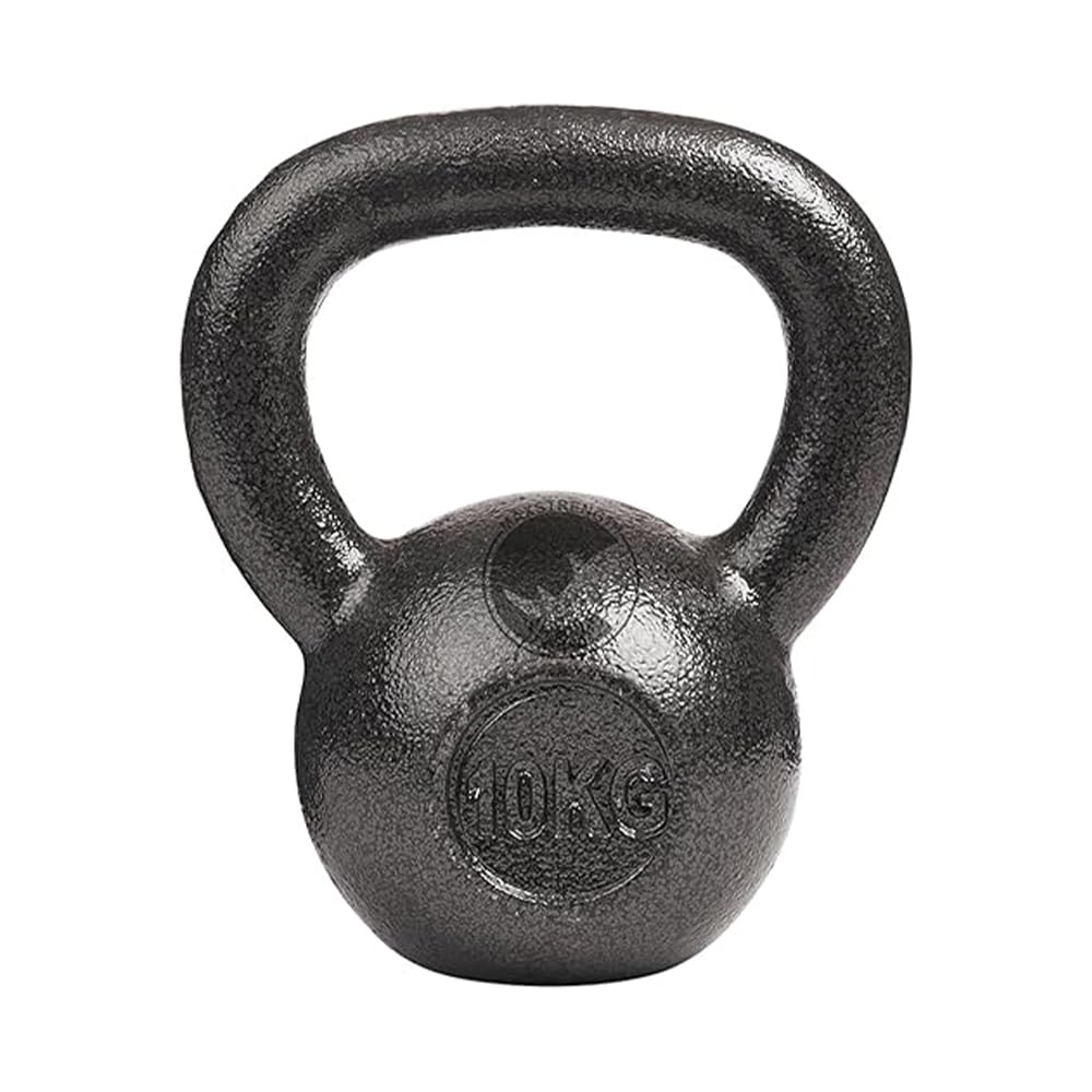 MAXSTRENGTH Cast Iron Kettlebell Weight for Home Gym Strength Training, Powder Coated Non-Slip Grip, Fitness Exercise Equipment for Swings, Squats, Deadlifts & Full Body Workouts (10kg)